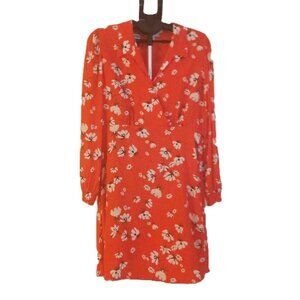 On 34th Women’s Orange Floral Empire Waist Cross Chest Dress NWT Size 14
